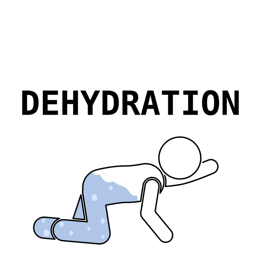 Stick figure on knees with body filling with water,