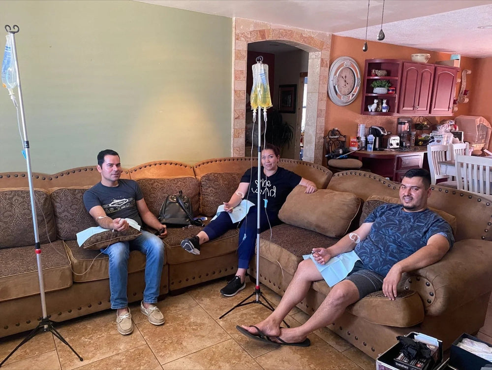 Phoenix group receiving mobile IV therapy together at a private home