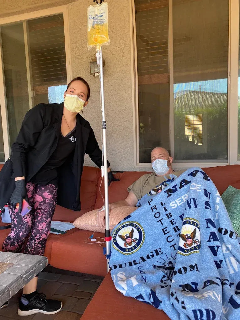 AZ IV Medics provider with a patient during an outdoor mobile IV appointment