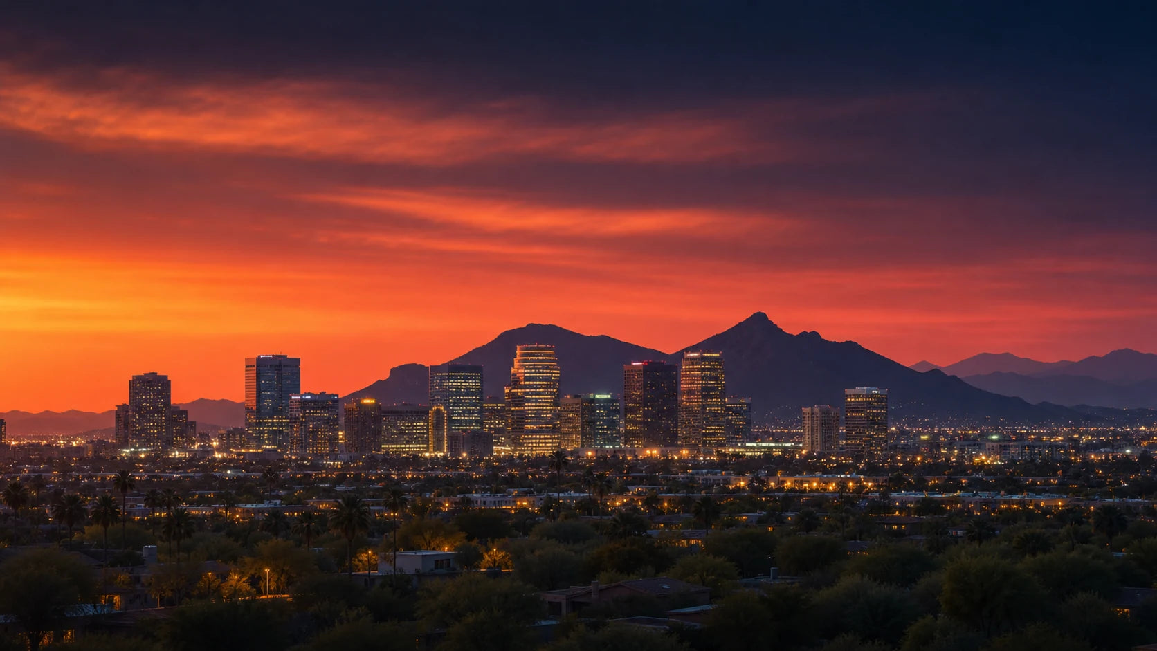 Arizona skyline at dusk behind the AZ IV Medics IV therapy menu