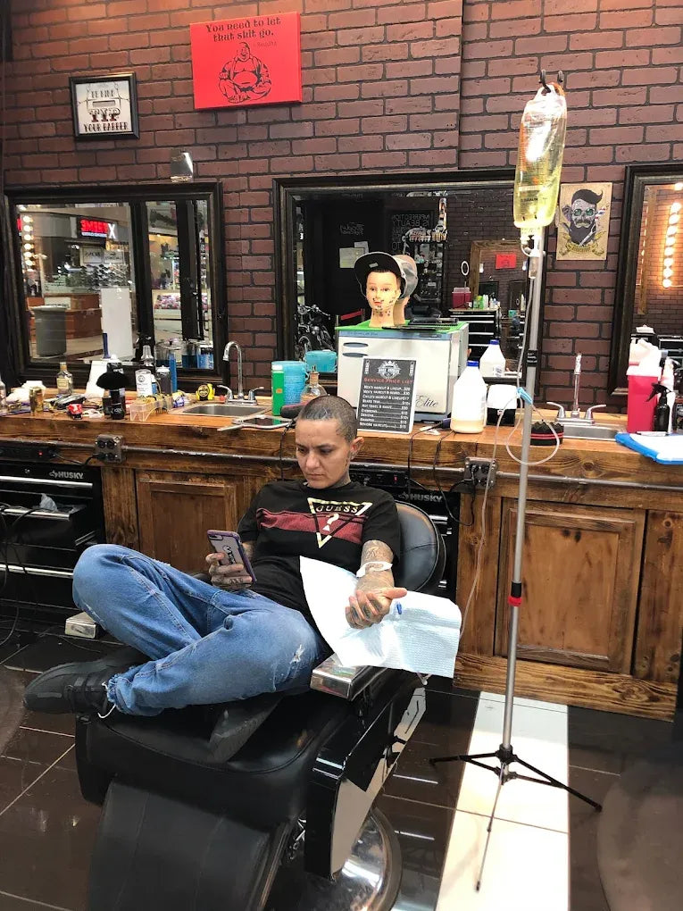 Client receiving mobile IV therapy from AZ IV Medics at a private Arizona business location