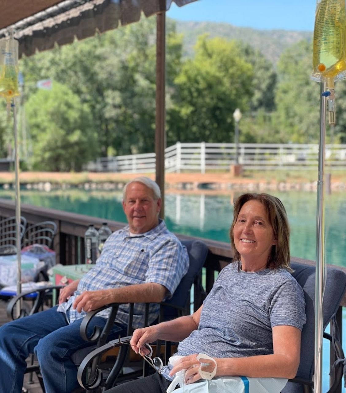 Two clients receiving mobile IV therapy from AZ IV Medics outdoors in Arizona